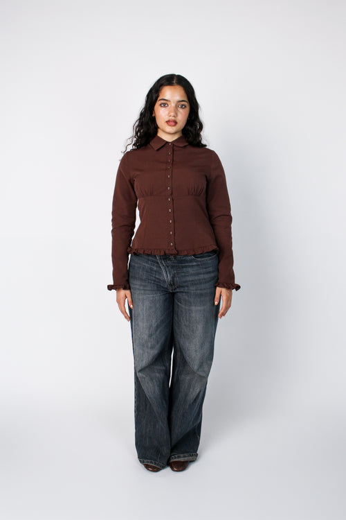 The Maria ruffle blouse by Ruuhi with denim 