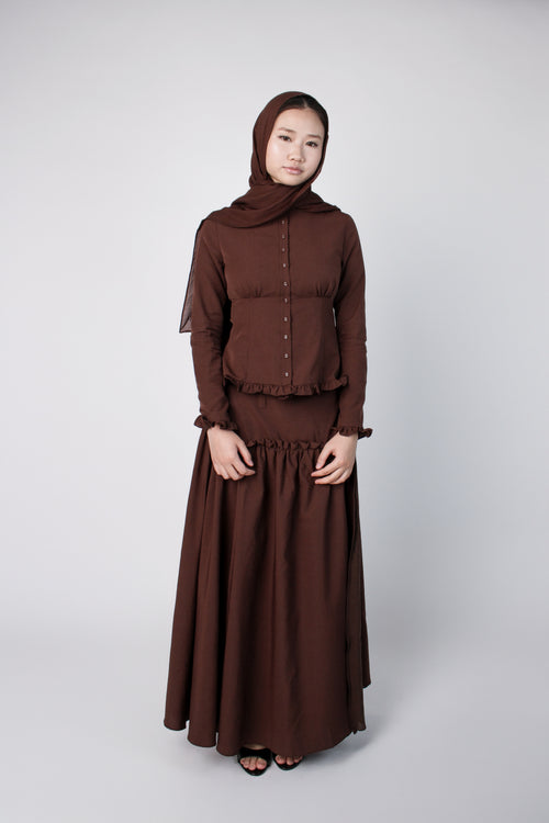 Maria adjustable wrap maxi skirt front view